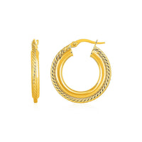 Thumbnail for Rope Texture Hoop Earrings in 14k Yellow Gold Earrings Angelucci Jewelry   