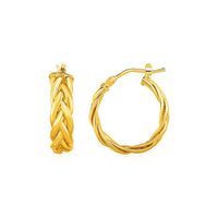 Thumbnail for Shiny Braided Hoop Earrings in 14k Yellow Gold Earrings Angelucci Jewelry   