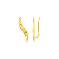 Thumbnail for Textured Leaf Climber Earrings in 14k Yellow Gold Earrings Angelucci Jewelry   