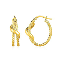 Thumbnail for Two Part Twisted Hoop Earrings with Spiral in 14k Yellow gold Earrings Angelucci Jewelry   