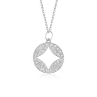 Thumbnail for 14k White Gold Diamond Studded Circle Pendant with Cut-out (1/3 cttw) Necklaces Angelucci Jewelry   