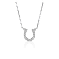 Thumbnail for 14k White Gold Horseshoe Design Diamond Pendant Necklaces Angelucci Jewelry   