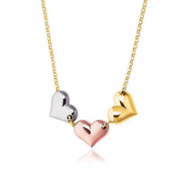 Thumbnail for 14k Tri-Color Gold Triple Heart Necklace Necklaces Angelucci Jewelry   