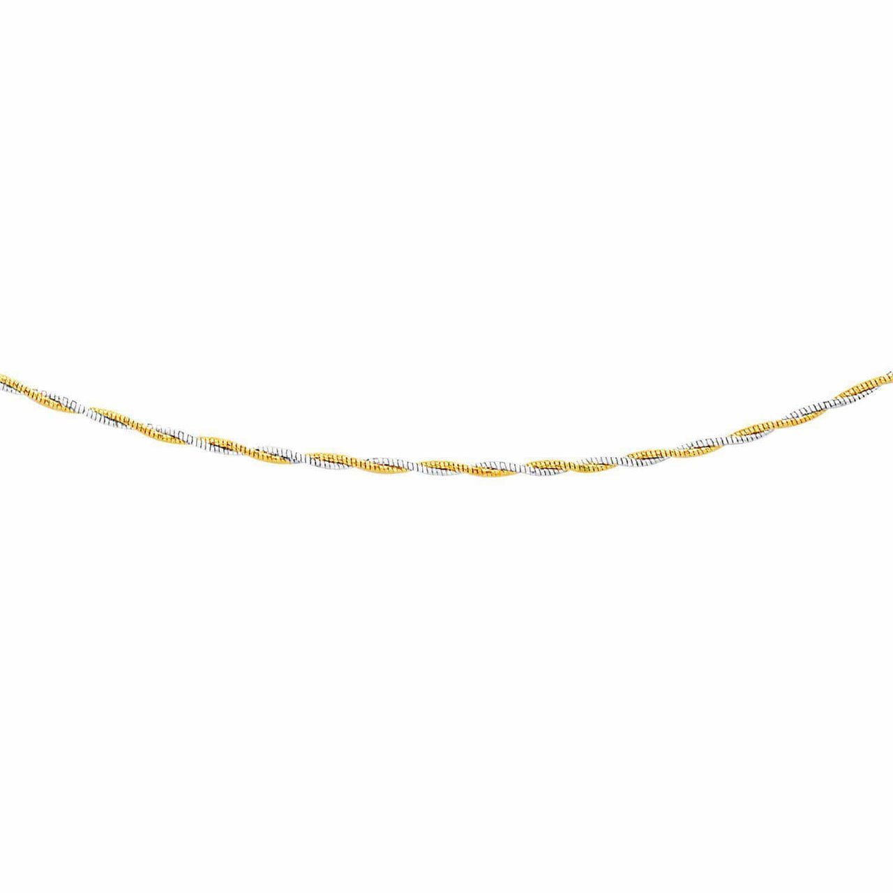 14k Two-Tone Gold Braided Design Double Strand Mirror Spring Necklace Necklaces Angelucci Jewelry   