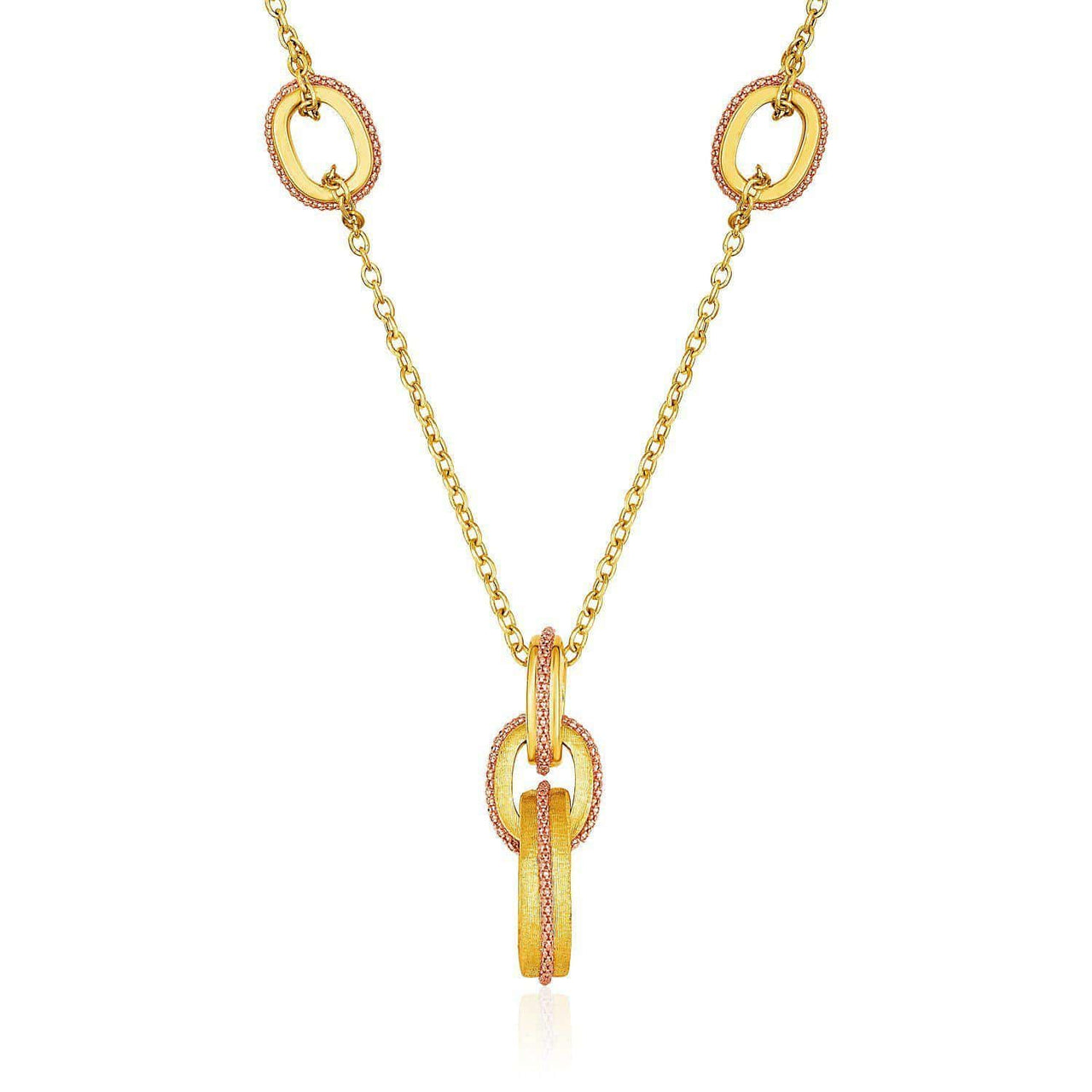 14k Two-Tone Yellow and Rose Gold Link and Chain Necklace Necklaces Angelucci Jewelry   