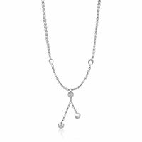 Thumbnail for 14k White Gold and Diamond 17 inch Puff Circle Drop Necklace (1/10 cttw) Necklaces Angelucci Jewelry   