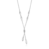 Thumbnail for 14k White Gold and Diamond 17 inch Puff Marquise Drop Necklace (1/10 cttw) Necklaces Angelucci Jewelry   