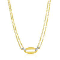 Thumbnail for 14k Yellow Gold and Diamond Necklace with Gold Center Link (1/10 cttw) Necklaces Angelucci Jewelry   