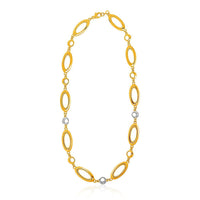 Thumbnail for 14k Yellow Gold and Diamond Oval and Crescent Moon Link Necklace (1/10 cttw) Necklaces Angelucci Jewelry   