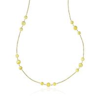 Thumbnail for 14k Yellow Gold Chain Necklace with Round 3-Cluster Satin Stations Necklaces Angelucci Jewelry   