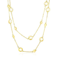 Thumbnail for 14k Yellow Gold Disc and Open Circle Stationed 2-Strand Chain Necklace Necklaces Angelucci Jewelry   