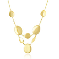 Thumbnail for 14k Yellow Gold Flat Oval Station Tiered Style Necklace Necklaces Angelucci Jewelry   