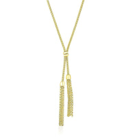 Thumbnail for 14k Yellow Gold Popcorn Chain Necklace with Lariat Design Necklaces Angelucci Jewelry   