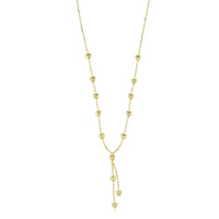 Thumbnail for 14k Yellow Gold Puffed Heart Station Diamond Cut Lariat Style Necklace Necklaces Angelucci Jewelry   