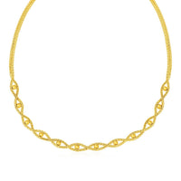 Thumbnail for Braided Chain Necklace with Polished Bead Accents in 14k Yellow Gold Necklaces Angelucci Jewelry   