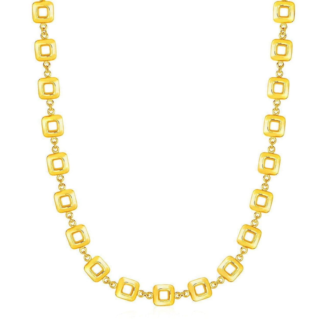 Necklace with Shiny Square Links in 14k Yellow Gold Necklaces Angelucci Jewelry   