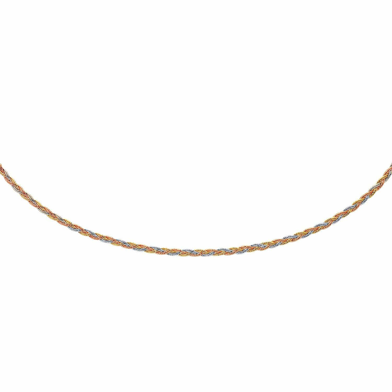 14k Tri Tone Gold Plaited Motif Multi Strand Mirror Spring Necklace Necklaces Angelucci Jewelry   