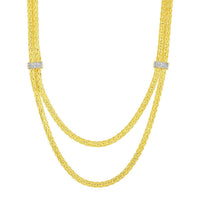 Thumbnail for Two Strand Woven Rope Necklace with Diamond Accents in 14k Yellow Gold Necklaces Angelucci Jewelry   