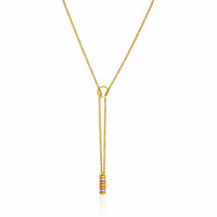 Thumbnail for 14k Tri-Tone Yellow,  White,  and Rose Gold Lariat Necklace Necklaces Angelucci Jewelry   