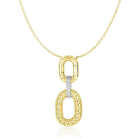 Thumbnail for 14k Two-Tone Gold Necklace with Textured Oval Pendant Necklaces Angelucci Jewelry   