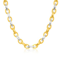 Thumbnail for 14k Two-Tone Gold Oval Graduated Style Link Necklace Necklaces Angelucci Jewelry   
