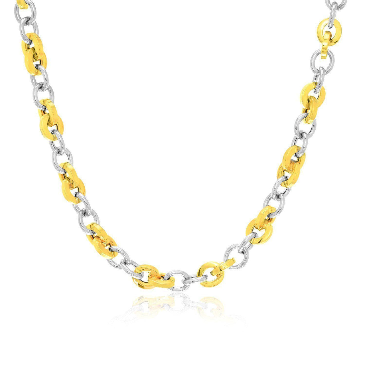 14k Two-Tone Gold Stylish Round Link Necklace Necklaces Angelucci Jewelry   