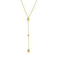 Thumbnail for 14k Two-Tone Yellow and White Chain and Ball Lariat Necklace Necklaces Angelucci Jewelry   