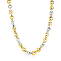 Thumbnail for 14k Two-Tone Yellow and White Gold Rounded Chain Link Necklace Necklaces Angelucci Jewelry   