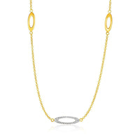 Thumbnail for 14k Yellow Gold and Diamond Necklace with Oval Stations Necklaces Angelucci Jewelry   