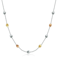 Thumbnail for 14k Yellow Gold and Sterling Silver Textured Pebbled Stationed Necklace Necklaces Angelucci Jewelry   
