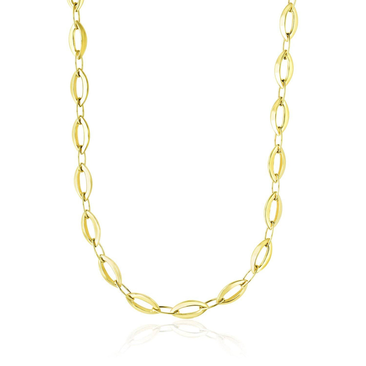14k Yellow Gold Cable Marquis and Oval Link Design Necklace Necklaces Angelucci Jewelry   