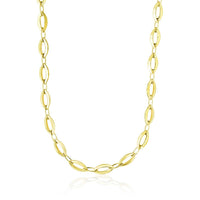 Thumbnail for 14k Yellow Gold Cable Marquis and Oval Link Design Necklace Necklaces Angelucci Jewelry   