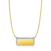 Thumbnail for 14k Yellow Gold Necklace with Rectangular Engraveable Diamond Pendant Necklaces Angelucci Jewelry   