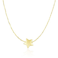 Thumbnail for 14k Yellow Gold Necklace with Shiny Puffed Sliding Star Charm Necklaces Angelucci Jewelry   