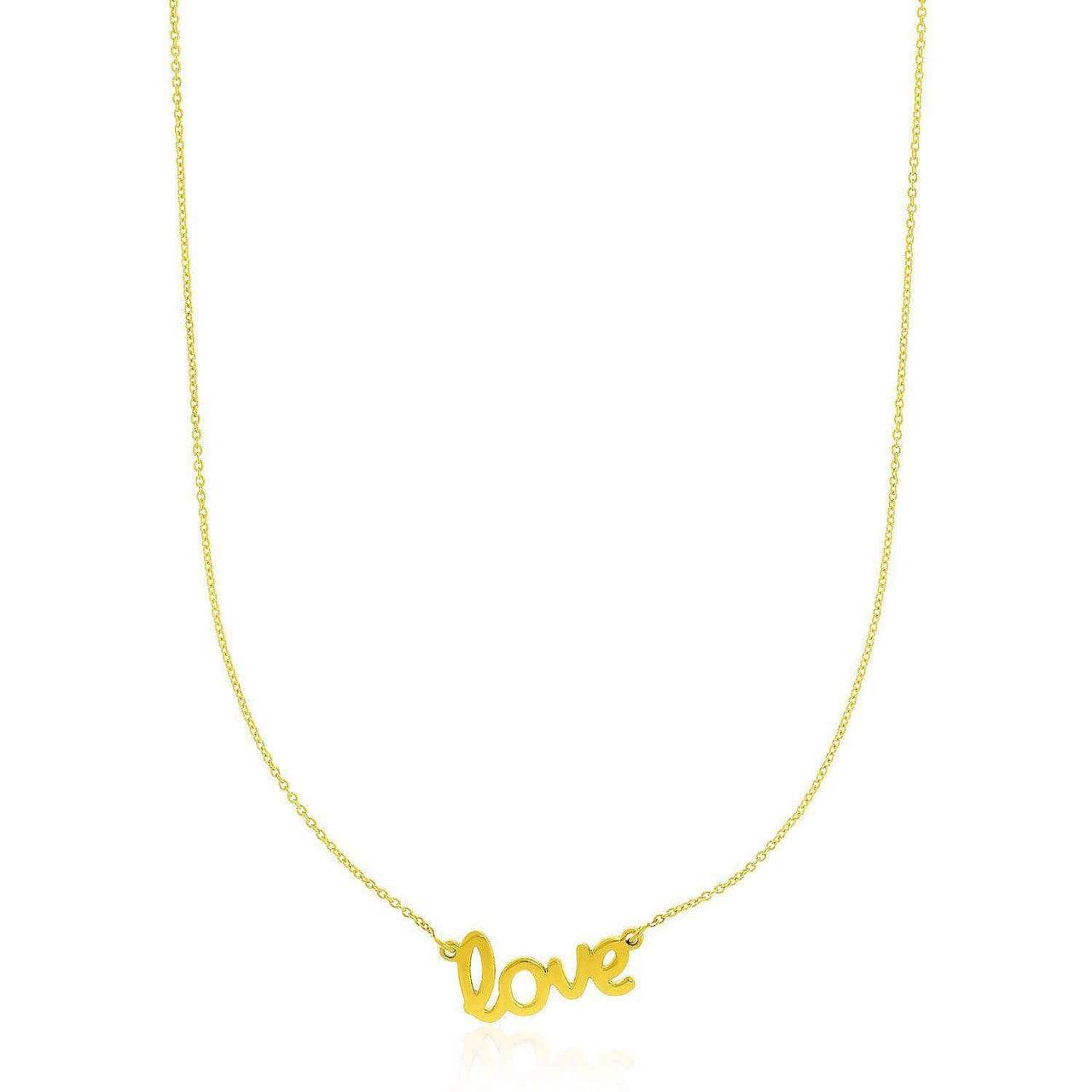 14k Yellow Gold Script LOVE Necklace Necklaces Angelucci Jewelry   