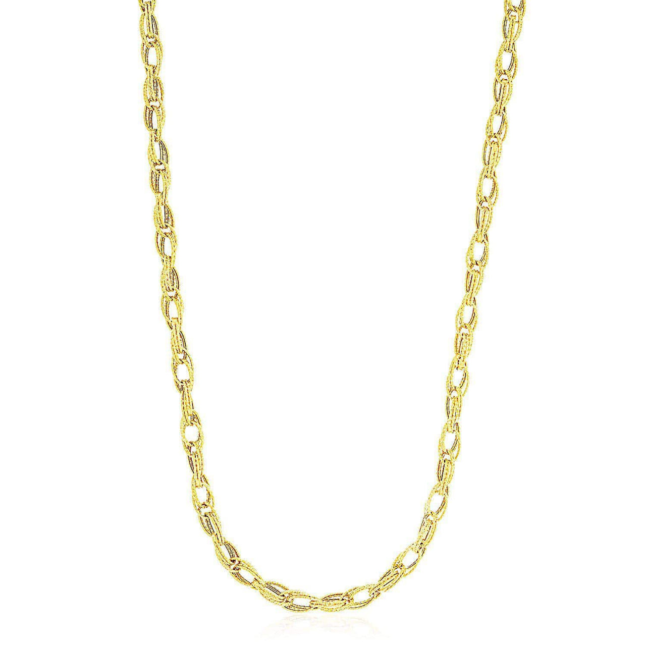 14k Yellow Gold Textured Entwined Oval Link Necklace Necklaces Angelucci Jewelry   