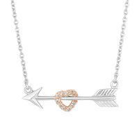 Thumbnail for Arrow Necklace with Rose Finish Heart and Cubic Zirconia in Sterling Silver Necklaces Angelucci Jewelry   
