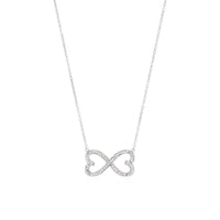 Thumbnail for Double Heart Infinity Necklace with Cubic Zirconia in Sterling Silver Necklaces Angelucci Jewelry   