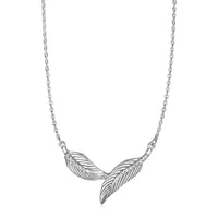 Thumbnail for Necklace with Two Textured Leaves in Sterling Silver Necklaces Angelucci Jewelry   