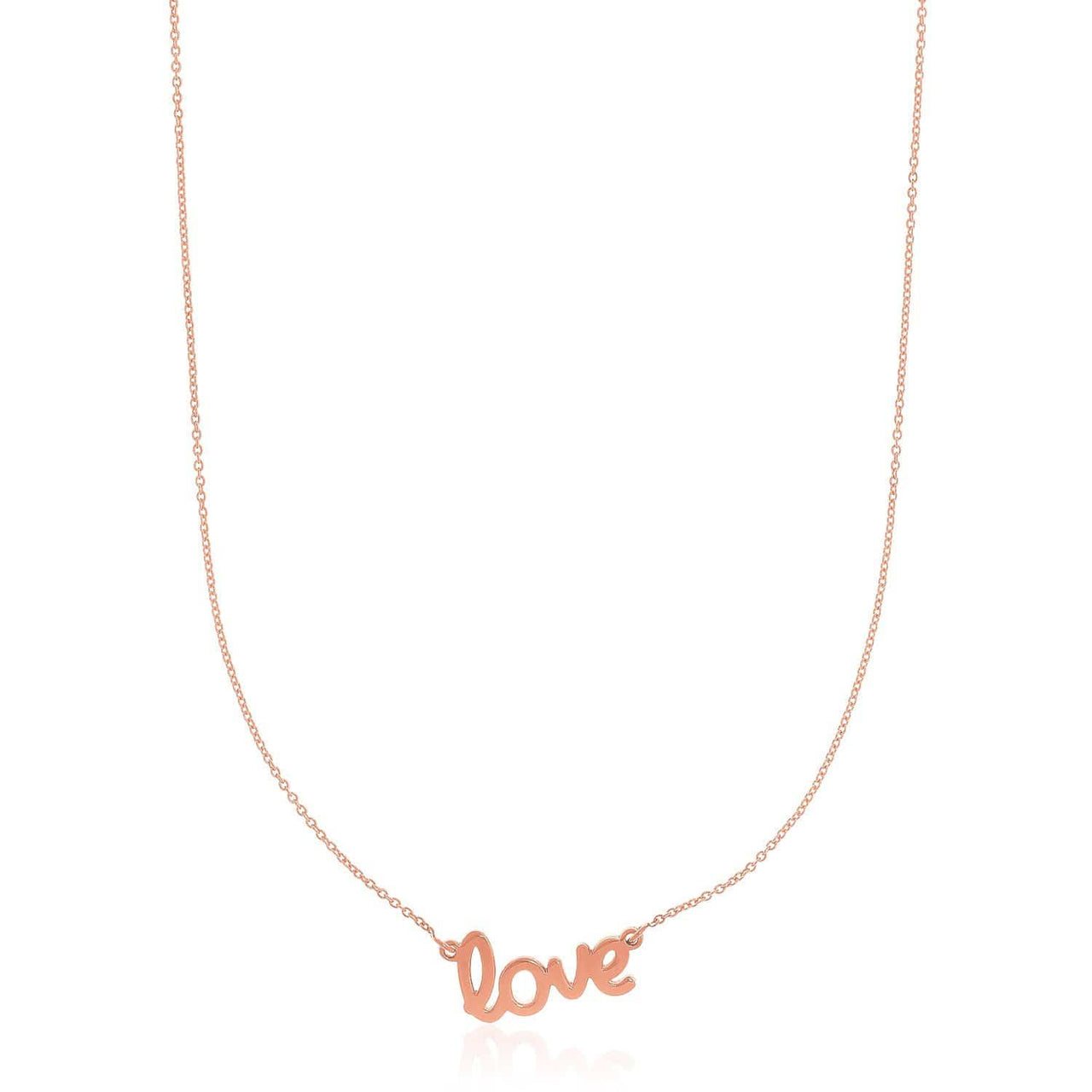 14k Rose Gold Script LOVE Necklace Necklaces Angelucci Jewelry   