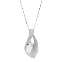 Thumbnail for Sparkle Textured Teardrop Motif Necklace in Sterling Silver Necklaces Angelucci Jewelry   