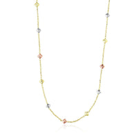 Thumbnail for 14k Tri-Color Gold Necklace with Faceted Diamond Shape Stations Necklaces Angelucci Jewelry   