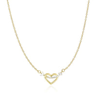 Thumbnail for 14k Two-Tone Gold Necklace with Interlaced Heart and Arrow Charm Necklaces Angelucci Jewelry   