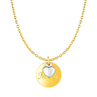 Thumbnail for Necklace with Mom Pendant and Heart in 10k Two Tone Gold Necklaces Angelucci Jewelry   