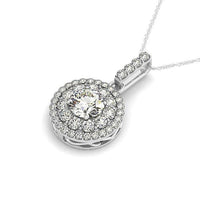 Thumbnail for 14k White Gold Diamond Halo Round Shape Pendant (1 1/4 cttw) Necklaces Angelucci Jewelry   