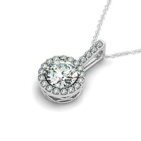 Thumbnail for 14k White Gold Diamond Halo Round Style Pendant (5/8 cttw) Necklaces Angelucci Jewelry   