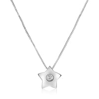 Thumbnail for 14k White Gold Necklace with Gold and Diamond Star Pendant Necklaces Angelucci Jewelry   