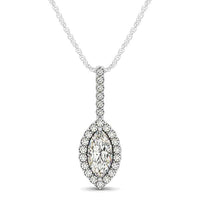 Thumbnail for Marquis Shape Diamond Halo Pendant in 14k White Gold (2/3 cttw) Necklaces Angelucci Jewelry   