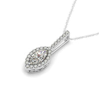 Thumbnail for Marquis Shape Diamond Halo Pendant in 14k White Gold (2/3 cttw) Necklaces Angelucci Jewelry   