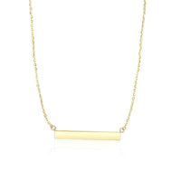 Thumbnail for 14k Yellow Gold Chain Necklace with a Shiny Flat Bar Necklaces Angelucci Jewelry   